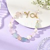 Raw Rough Natural Rose Quartz & Morganite Beaded Bracelets for Women BJEW-JB14295-1
