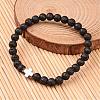 Cross Natural Lava Rock Beaded Stretch Bracelets BJEW-JB02258-2
