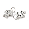 Dog Brass Micro Pave Clear Cubic Zirconia Charms KK-G425-14-3