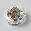 Religious Rondelle Resin Rosary Bead Necklaces NJEW-WH0013-72B-2