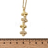 Brass Micro Pave Clear Cubic Zirconia 4 Clover Pendant Y Tassel Necklaces for Women NJEW-P350-02G-5
