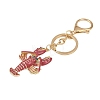 Lobster Shape Alloy Enamel & Rhinestone Pendant Keychain KEYC-P022-01G-3
