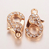 Alloy Glass Rhinestone Lobster Claw Clasps X-ZIRC-F022-63RG-1
