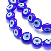 Handmade Evil Eye Lampwork Flat Round Bead Strands LAMP-L058-6mm-12-3