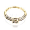 Brass Micro Pave Clear Cubic Zirconia Cuff Rings RJEW-S044-125-NF-3