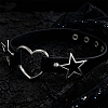 Punk Rock Style Alloy Star Heart Link Imitation Leather Chocker Necklaces NJEW-WH20004-20A-4