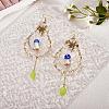 Natural Quartz Crystal Chips Beaded Big Teardrop Dangle Earrings EJEW-SW00016-01-3