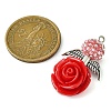 5Pcs 5 Styles Red Rose Flower Resin & Glass Seed Pendants PALLOY-MZ00287-2