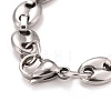 304 Stainless Steel Clover Skeleton Key Link Bracelet with Coffee Bean chains for Men Women STAS-E160-28P-4
