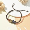 Chakra Theme Bullet Natural Mixed Gemstone Braided Bead Bracelet BJEW-TA00315-2