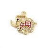 Rack Plating Brass Micro Pave Clear Cubic Zirconia Elephant Connector Charms KK-U032-29G-01-1