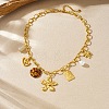 304 Stainless Steel Flower Heart Tree & Plastic Pearl & Resin Disc Multi-Charm Bib Necklaces for Women WG8B7B1-01-3
