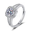 Rhodium Plated 925 Sterling Silver Pave 8.2x4.9mm Moissanite Adjustable Rings for Women WG0ACDF-02-4