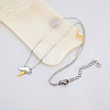 304 Stainless Steel Two Tone Cloud Lightning Pendant Necklaces for Women WG049FD-01-4