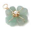 Natural Green Aventurine Clover Pendants PALLOY-JF03180-02-3