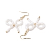 Dyed Natural Shell Beaded Bowknot Dangle Earrings EJEW-TA00501-4