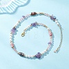 Round Cherry Quartz Glass & Natural Amethyst Chip & Rhodonite Baeded Necklaces for Women NJEW-JN05634-1
