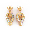 Brass Micro Pave Clear Cubic Zirconia Fold Over Clasps KK-S354-299-NF-1