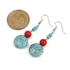Brass Synthetic Turquoise Dangle Earrings EJEW-JE06589-02-4