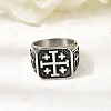 Jerusalem Cross 304 Stainless Steel Finger Rings for Men RJEW-D339-01A-AS-1