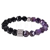 Natural Amethyst & Obsidian Beaded Stretch Bracelets for Men LN1122-6-1