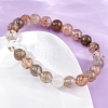 Natural Rutilated Quartz Round Beaded Stretch Bracelets for Men Women BJEW-G743-01E-3