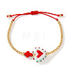 Heart Handmade Lampwork & Cross Synthetic Turquoise Bead Braided Bracelets IA3546-5-1