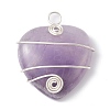 Natural Amethyst Copper Wire Wrapped Pendants PALLOY-JF02148-02-1