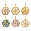 6Pcs 6 Colors Seed Beads & Glass Beaded Pendants PALLOY-MZ01299-1