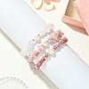 3Pcs 3 Styles Natural Mixed Gemstone Chip & Cultured Freshwater Pearl Beaded Stretch Bracelets Set for Women BJEW-JB13762-04-2