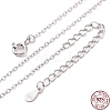 Anti-Tarnish Rhodium Plated 925 Sterling Silver Flat Cable Chain Necklace X-NJEW-A011-01A-P-1