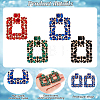 4 Pairs 4 Colors Rhinestone Hollow Square Dangle Stud Earrings EJEW-AN0004-37-3