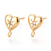 Brass Micro Pave Clear Cubic Zirconia Stud Earring Findings MAK-T011-11G-01-1