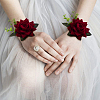 2Pcs 2 Style Rose Flower Silk Wrist and Flower Silk Brooch Sets AJEW-CP0004-58-4