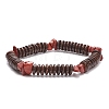 Natural Gemstone & Coconut Beaded Stretch Bracelet for Women BJEW-JB08407-4