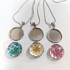 Unicraftale 5Pcs 5 Color Dry Flower Pressed Glass Pendant Necklaces Set with Snake Chains NJEW-UN0001-38-2