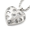 Heart Brass Micro Pave Clear Cubic Zirconia Pendant Necklaces for Women NJEW-S385-04A-P-2