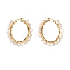 Natural Pearl Beads Brass Hoop Earrings EJEW-JE04565-12