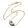 Natural Abalone Shell/Paua Shell Nuggets Pendant 304 Stainless Steel Satellite Chain Necklaces for Women NJEW-JN06092-4