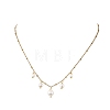 White Round Shell Pearl Pendant 304 Stainless Steel Satellite Chain Necklaces for Women NJEW-JN06100-2