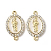 Brass Micro Pave Clear Cubic Zirconia Enamel Oval with Saint Jude Connector Charms KK-L243-11G-A-2