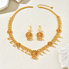 Elegant Brass Flower Tassel Charm Necklace & Earrings Sets for Women WJ2264-5