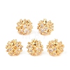 Brass Micro Pave Clear Cubic Zirconia Beads KK-A298-01G-1