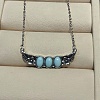 925 Sterling Silver with Dyed Synthetic Turquoise Oval with Leaf Pendant Necklaces NJEW-C109-01-1