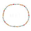 Minimalist Glass Seed Beads & Brass Beads Stretch Bracelets for Women BC0195-24-2
