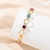 Natural Tourmaline & Brass Open Jump Rings Link Bracelets for Women BJEW-JB14116-02-4
