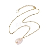 Natural Rose Quartz with Brass Pendant Necklaces NJEW-JN04679-01-4