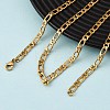 4MM 304 Stainless Steel Figaro Chain Necklaces NJEW-P338-02G-3