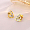 Heart Stainless Steel & Natural Shell Pendant Necklaces & Stud Earrings Sets FS-WG4CC15-02-3