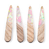 Transparent Resin & White Wood Pendants RESI-N039-30-1